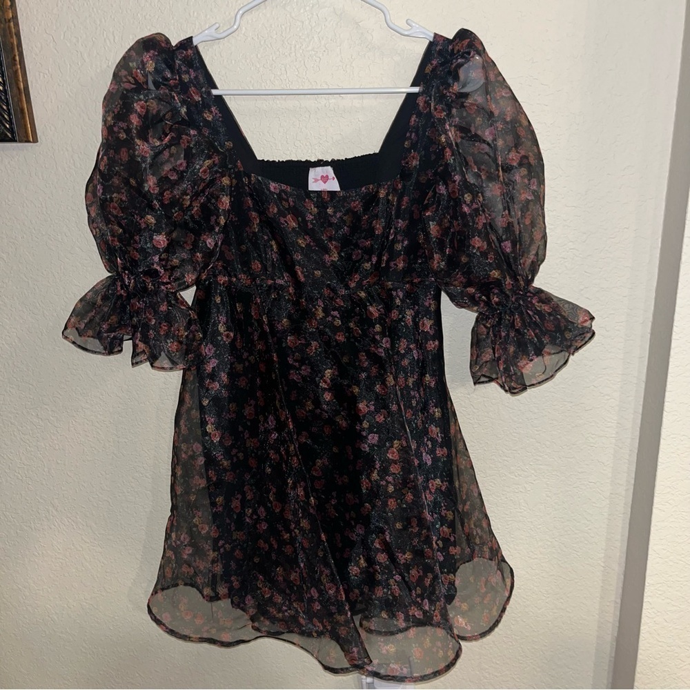 Buddy Love Puffy Sleeve Mini Floral Dress Size X-Small